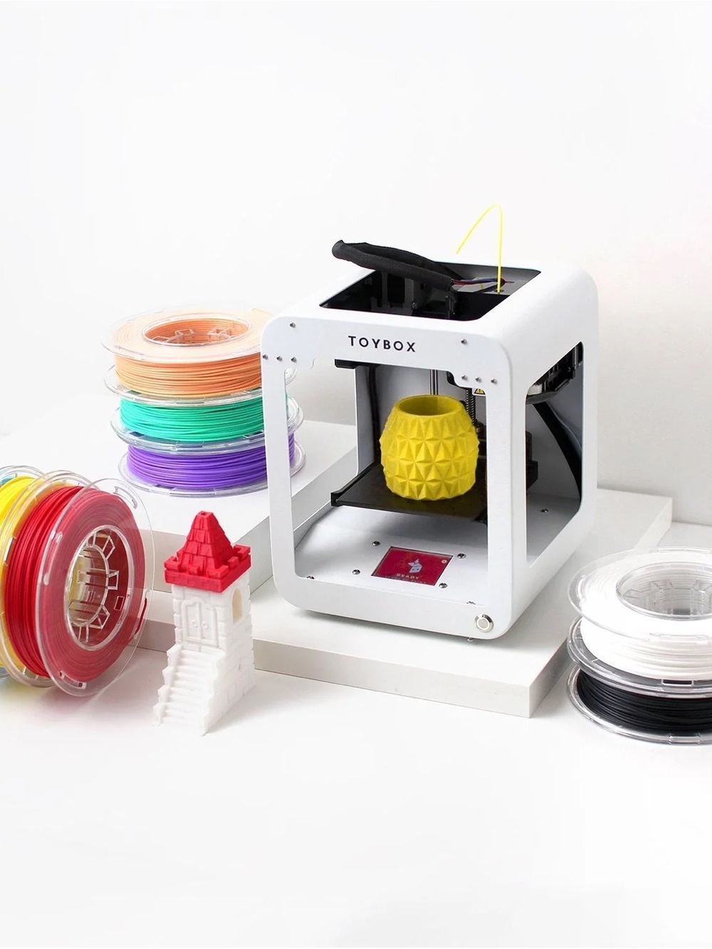 Toybox 3D Printer and Deluxe Printer Food Bundle (7 spools of color)